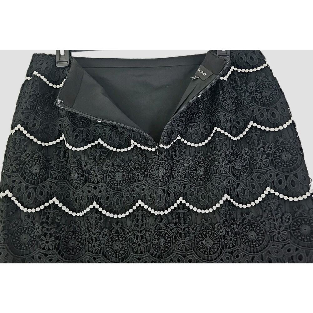 Talbots ~Woman Size 14~ Black Crocheted Lace A-Line Skirt Fully Lined NWOT. - Picture 11 of 12